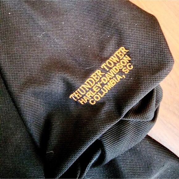 HARLEY DAVIDSON BLACK/ORANGE POLO SHORT SLEEVE SHIRT SIZE LARGE - Picture 4 of 8